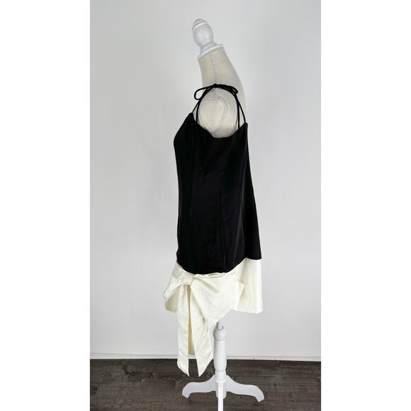 Aria Cove Taylor Satin Cami Mini Dress Oversized Bow Black White Womens Size 12 - Picture 6 of 14